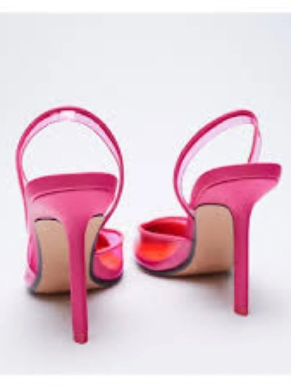 Zara pink vinyl slingback heels - Picture 3 of 6